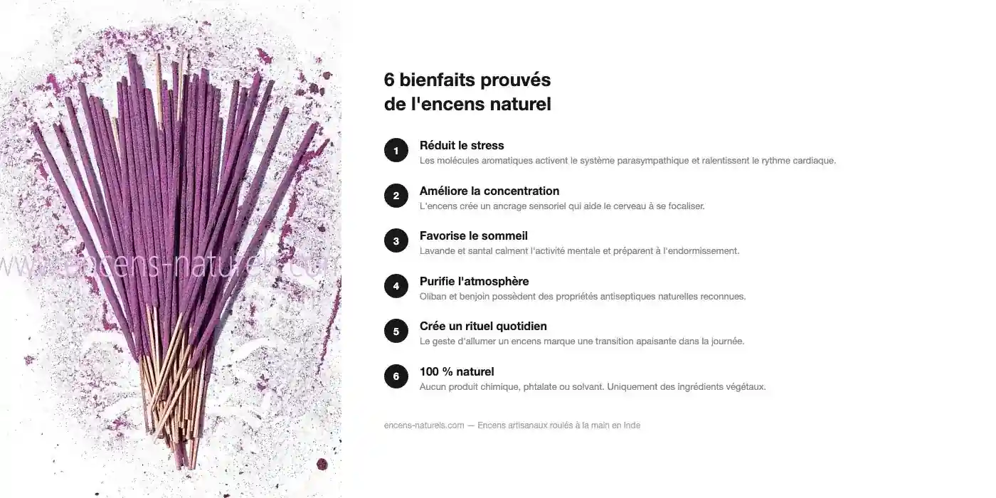 Infographie bienfaits de l'encens naturel